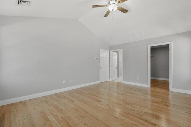 119 Tripp St, Fall River, MA 02724 - spare room featuring ceiling fan, vaulted ceiling, and light wood-style floors