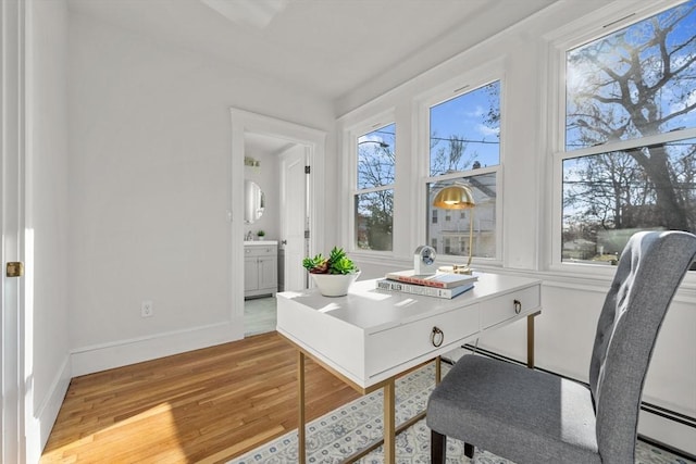 office area featuring hardwood / wood-style floors