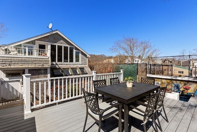 2111/2 Bradford St, Provincetown, MA 02657 - deck featuring outdoor dining area and fence