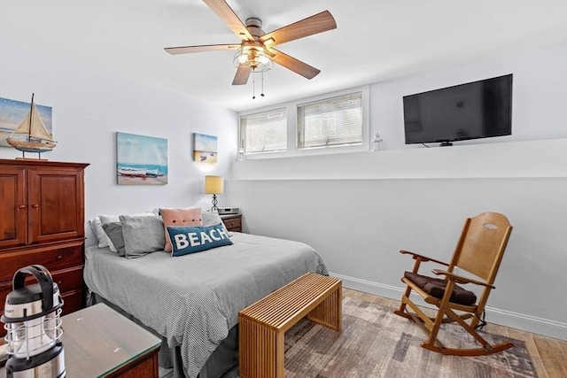 2111/2 Bradford St, Provincetown, MA 02657 - bedroom featuring light wood finished floors, baseboards, and ceiling fan