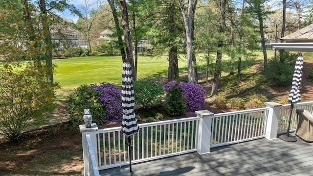 view of yard with a deck