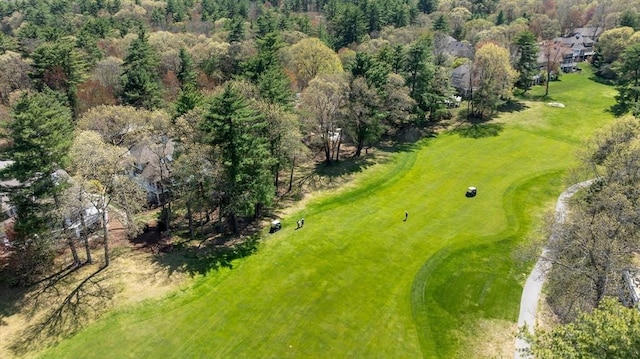 aerial view featuring view of golf course