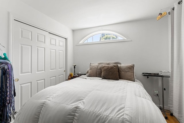 bedroom featuring a closet and wood finished floors