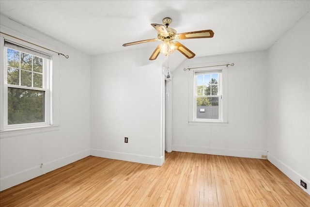 7 Vancroft Ave, Shrewsbury, MA 01545 - spare room with baseboards, ceiling fan, a wealth of natural light, and light wood-style floors