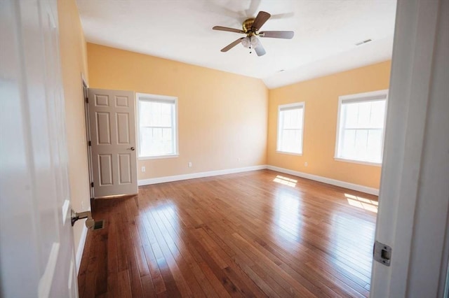 20 Warner Rd, Townsend, MA 01469 - unfurnished room with visible vents, a ceiling fan, baseboards, and hardwood / wood-style floors