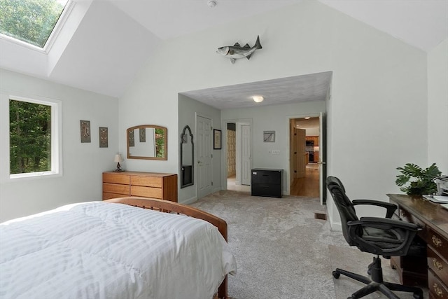 7 Humiston Cir, Westford, MA 01886 - bedroom with lofted ceiling, light colored carpet, an office area, and a skylight
