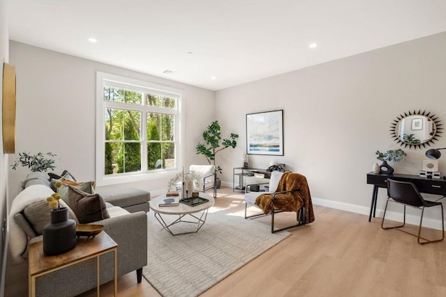 1 Cross St Unit 205, Wilmington, MA 01887 - living room featuring light wood-style floors, baseboards, and recessed lighting
