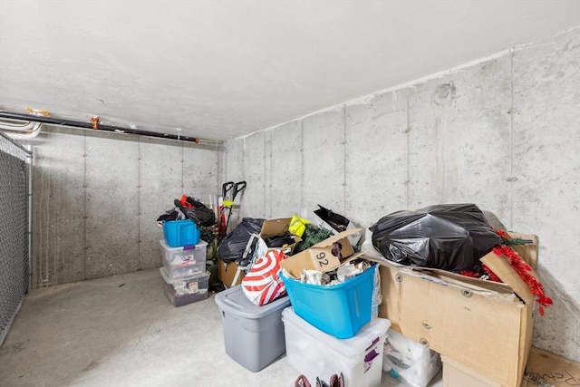 view of unfinished basement