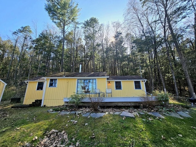 60 Camp Rd, Leverett, MA 01054 - rear view of property with a lawn and a deck