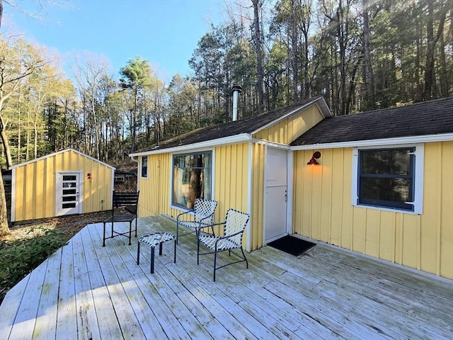 60 Camp Rd, Leverett, MA 01054 - deck with an outdoor structure and a shed