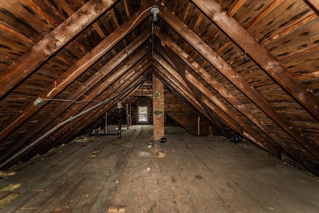 view of unfinished attic