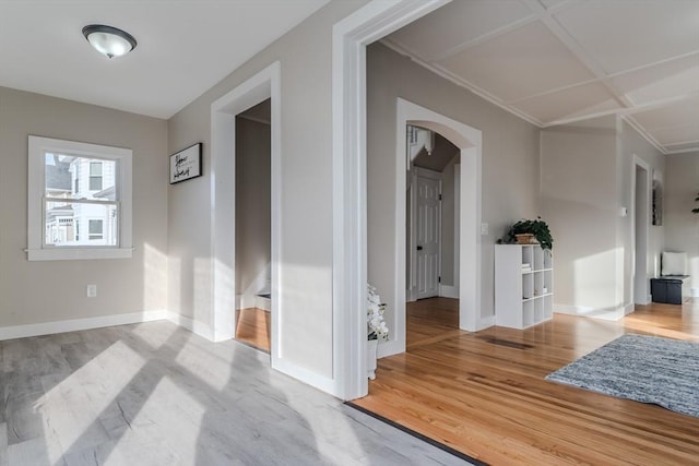 hallway featuring wood-type flooring