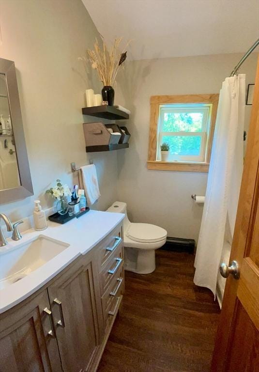 1472 Pleasant St, Athol, MA 01331 - full bathroom with vanity, wood finished floors, and a shower with shower curtain