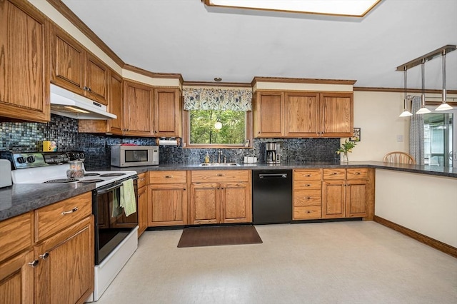 4 Pleasantview Ave, Tyngsborough, MA 01879 - kitchen with dishwasher, under cabinet range hood, electric range oven, stainless steel microwave, and a sink