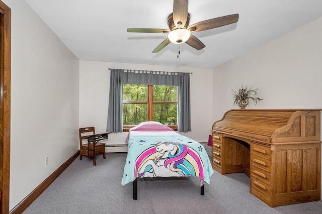 4 Pleasantview Ave, Tyngsborough, MA 01879 - bedroom with carpet flooring, a baseboard heating unit, ceiling fan, and baseboards