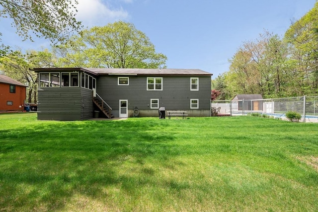 4 Pleasantview Ave, Tyngsborough, MA 01879 - back of house with a sunroom and stairway