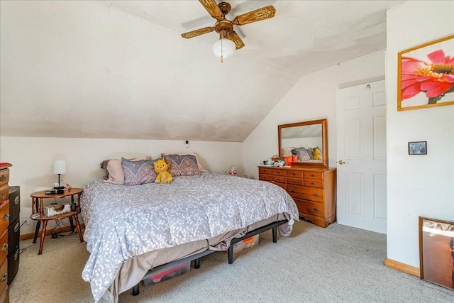 1241 Riverside Ave, Somerset, MA 02726 - bedroom with baseboards, carpet flooring, ceiling fan, and vaulted ceiling