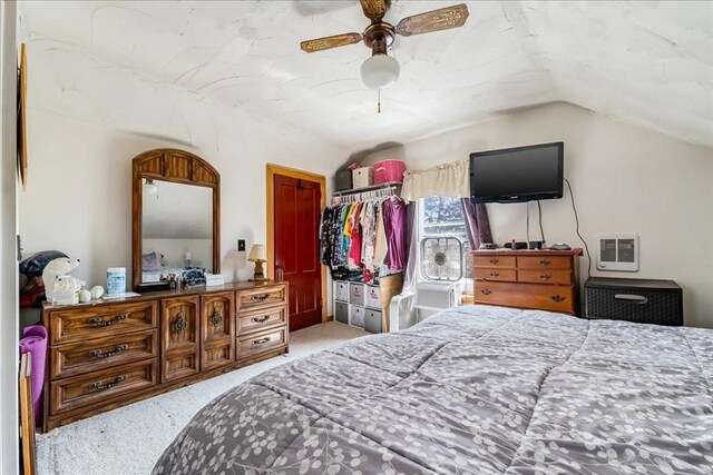 1241 Riverside Ave, Somerset, MA 02726 - carpeted bedroom featuring lofted ceiling, a closet, and ceiling fan