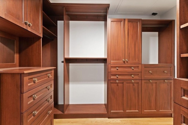 walk in closet featuring light wood-type flooring