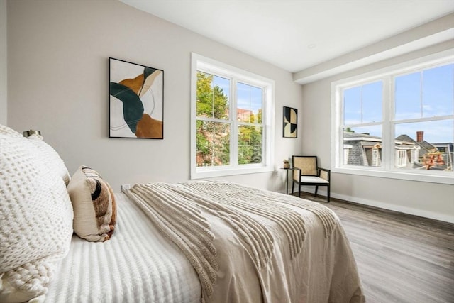 bedroom with hardwood / wood-style floors