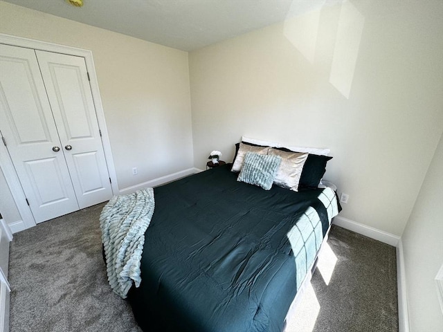 carpeted bedroom with a closet