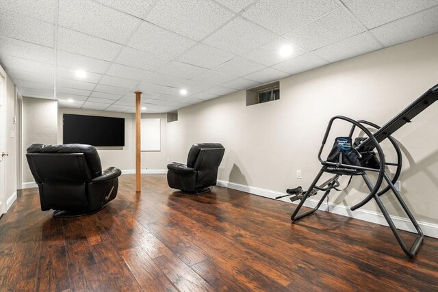 38 Manchaug Rd, Sutton, MA 01590 - living area with hardwood / wood-style floors, recessed lighting, and a paneled ceiling
