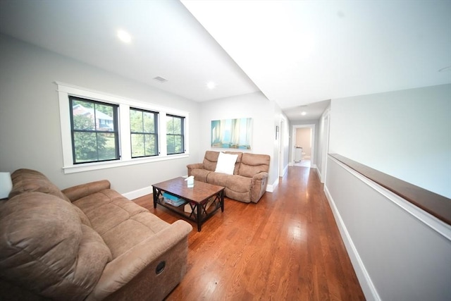114 Country Club Way, Kingston, MA 02364 - living room featuring recessed lighting, baseboards, visible vents, and wood finished floors