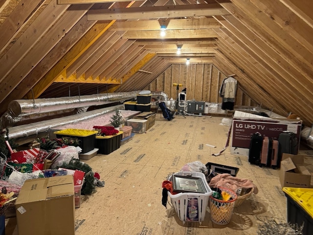 view of unfinished attic