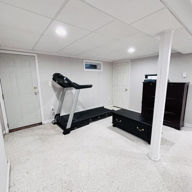 368 W St, Randolph, MA 02368 - exercise area with baseboards, recessed lighting, and a paneled ceiling