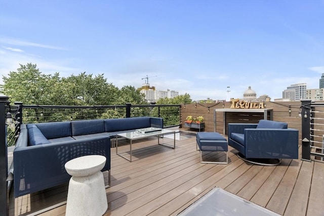 19 Greenwich Park Unit 5, Boston, MA 02118 - wooden deck featuring an outdoor living space and a city view