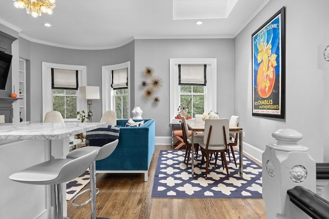 19 Greenwich Park Unit 5, Boston, MA 02118 - dining room featuring wood finished floors, recessed lighting, ornamental molding, and a chandelier