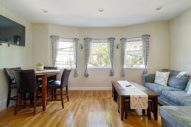 106 Walnut St Unit 4, Somerville, MA 02145 - living area featuring light wood-type flooring, baseboards, and recessed lighting