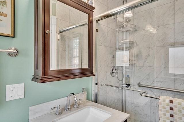 15 Thatcher St Unit F2-2, Brookline, MA 02446 - bathroom featuring vanity and a shower stall