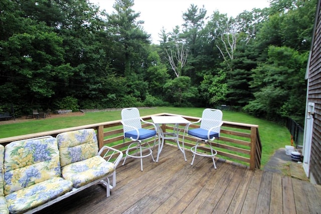 31 Trudeau Ln, East Bridgewater, MA 02333 - wooden terrace with a lawn and outdoor dining area