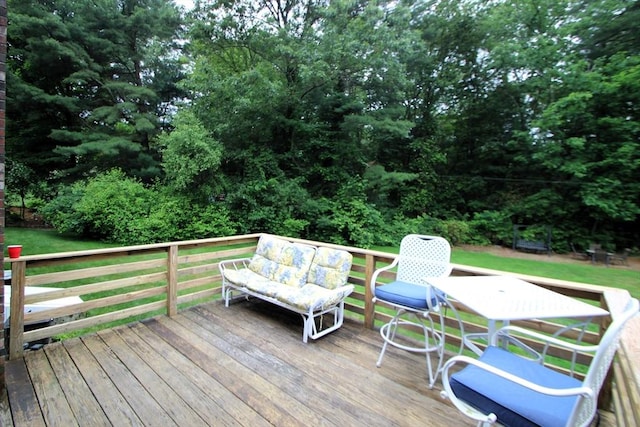31 Trudeau Ln, East Bridgewater, MA 02333 - wooden terrace with a lawn