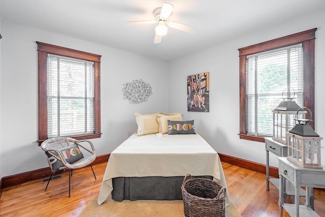 204 Massasoit Rd, Worcester, MA 01604 - bedroom featuring light wood-type flooring, baseboards, and a ceiling fan