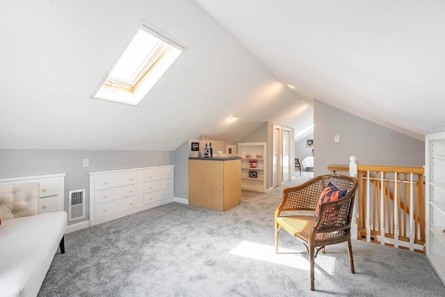 204 Massasoit Rd, Worcester, MA 01604 - living area with a skylight, vaulted ceiling, and light carpet