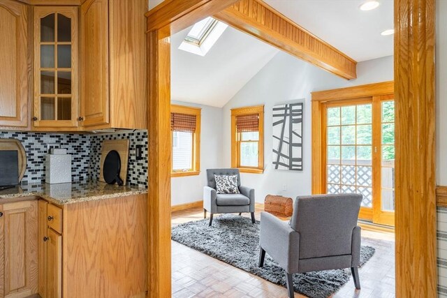 204 Massasoit Rd, Worcester, MA 01604 - living area featuring a skylight, recessed lighting, and baseboards