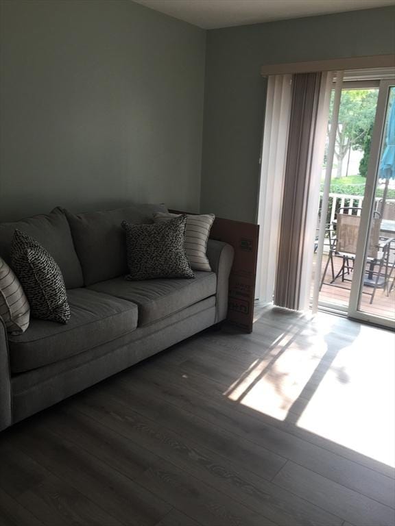 living room with wood finished floors