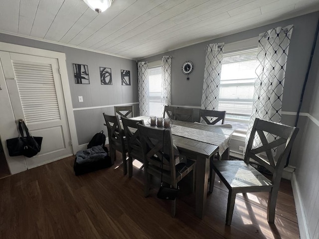 104 Temple St, Gardner, MA 01440 - dining area with wood finished floors, ornamental molding, and wooden ceiling