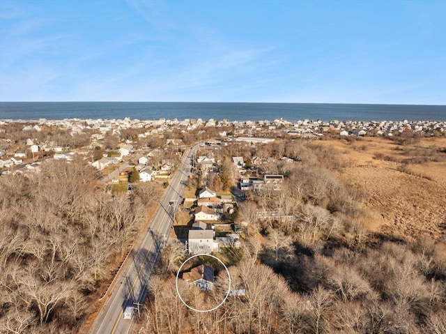 bird's eye view featuring a water view