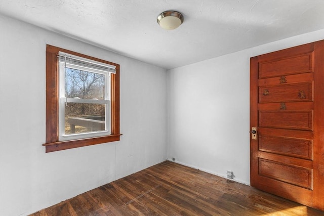 empty room with dark wood-type flooring