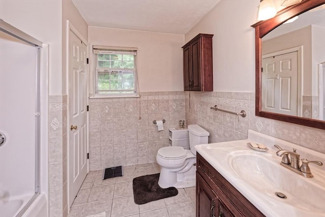 11 Azalea Ln Unit 11, Marlborough, MA 01752 - bathroom with tile patterned flooring, a wainscoted wall, vanity, and tile walls