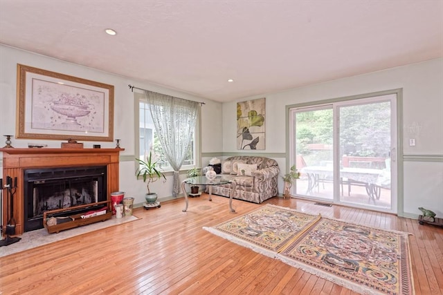 11 Azalea Ln Unit 11, Marlborough, MA 01752 - living room featuring hardwood / wood-style flooring, a fireplace with flush hearth, and recessed lighting