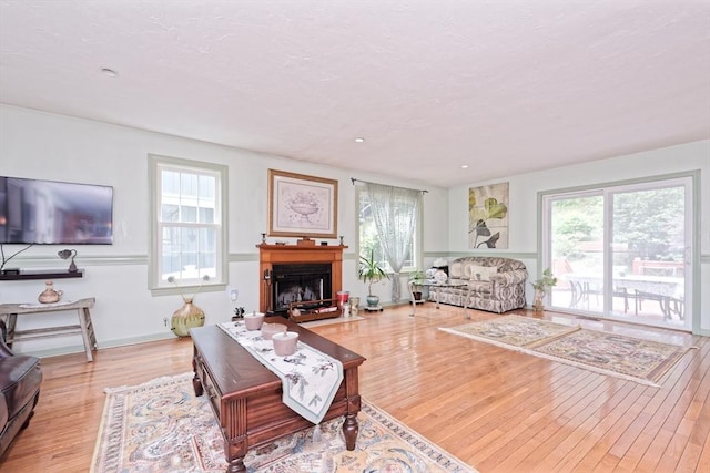 11 Azalea Ln Unit 11, Marlborough, MA 01752 - living area with wood-type flooring, a fireplace, and recessed lighting