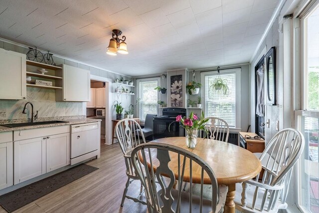 6 Oak St, Monson, MA 01057 - dining area featuring light wood finished floors and crown molding