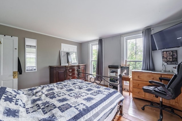 6 Oak St, Monson, MA 01057 - bedroom featuring light wood finished floors, crown molding, and a desk