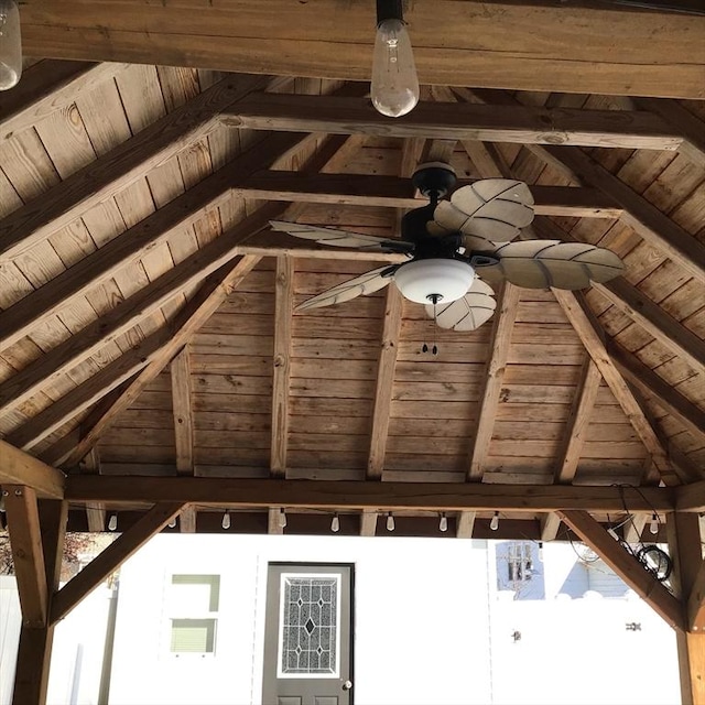 exterior space featuring ceiling fan