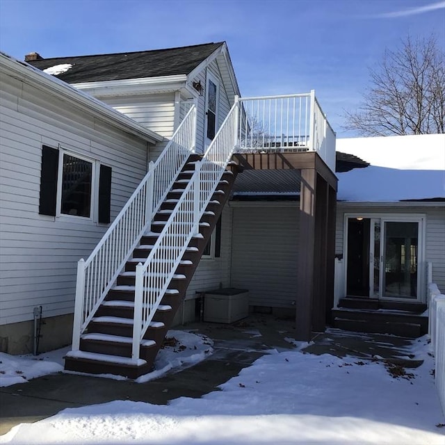 view of snow covered exterior