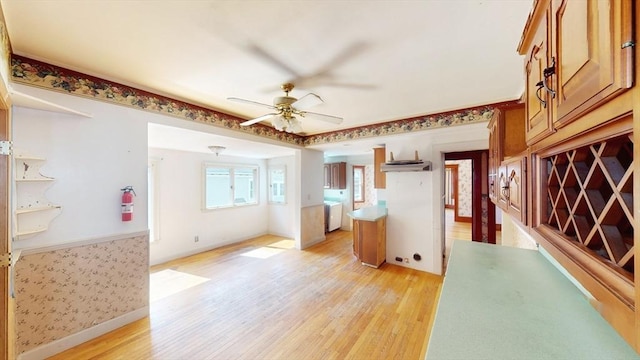 15-17 Brockton Ave, Haverhill, MA 01830 - unfurnished room featuring light wood-style flooring, ceiling fan, and washing machine and dryer